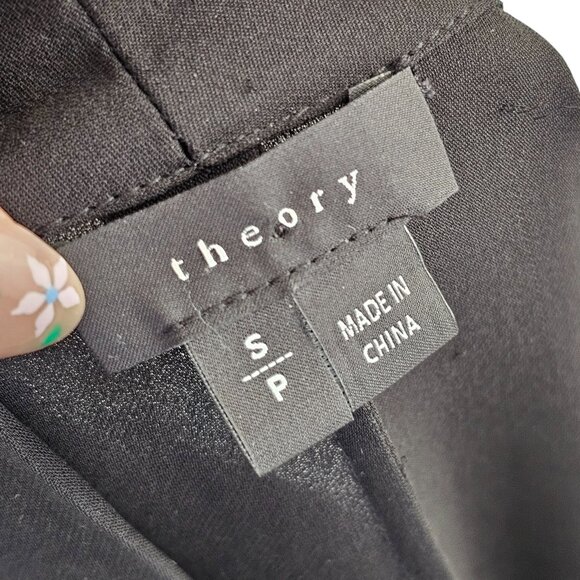 Theory 100% Silk Black Long Sleeve Blouse Sz S - Picture 6 of 9